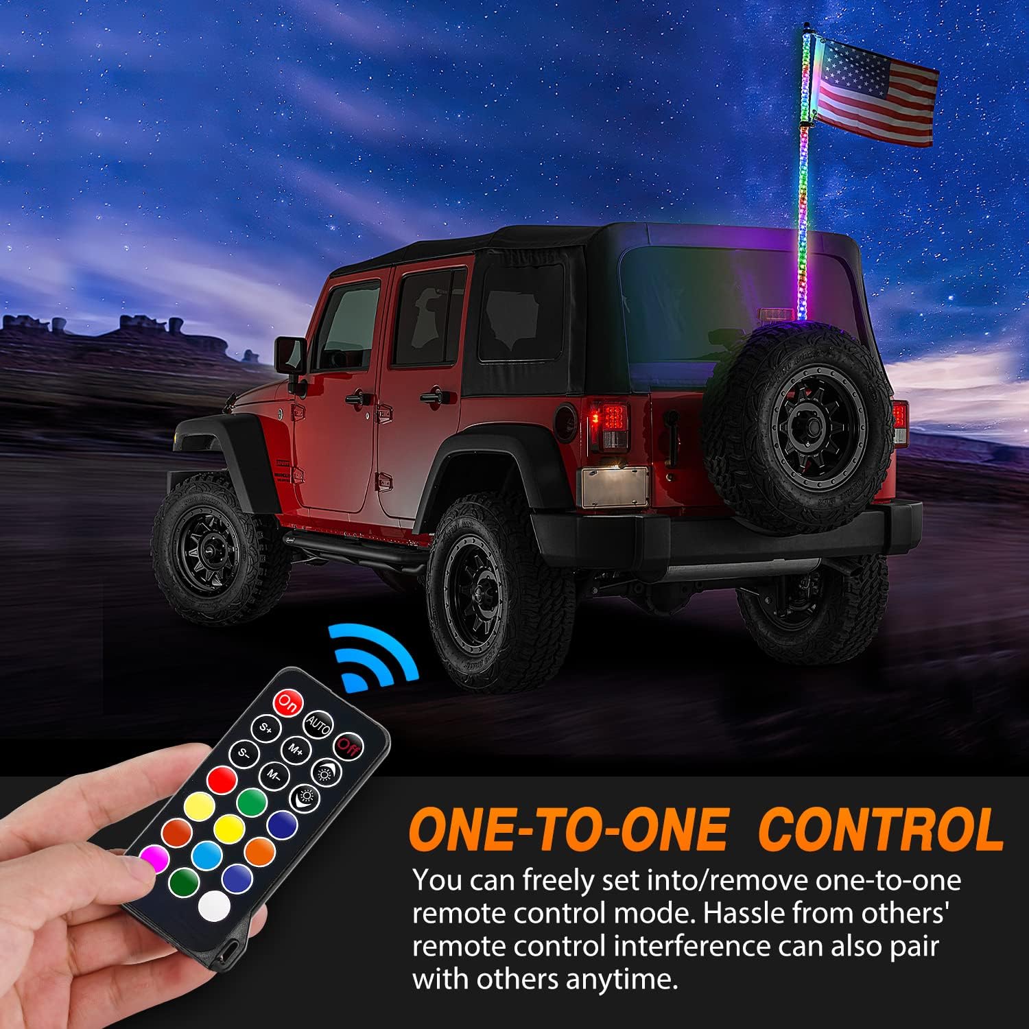 Nilight 1PC 3FT Spiral RGB Led Whip Light w/RGB Chasing/Dancing Lights RF Remote Control Lighted Antenna Whips for Can-am ATV UTV RZR Polaris Dune Buggy 4 Wheeler Offroad Jeep Truck
