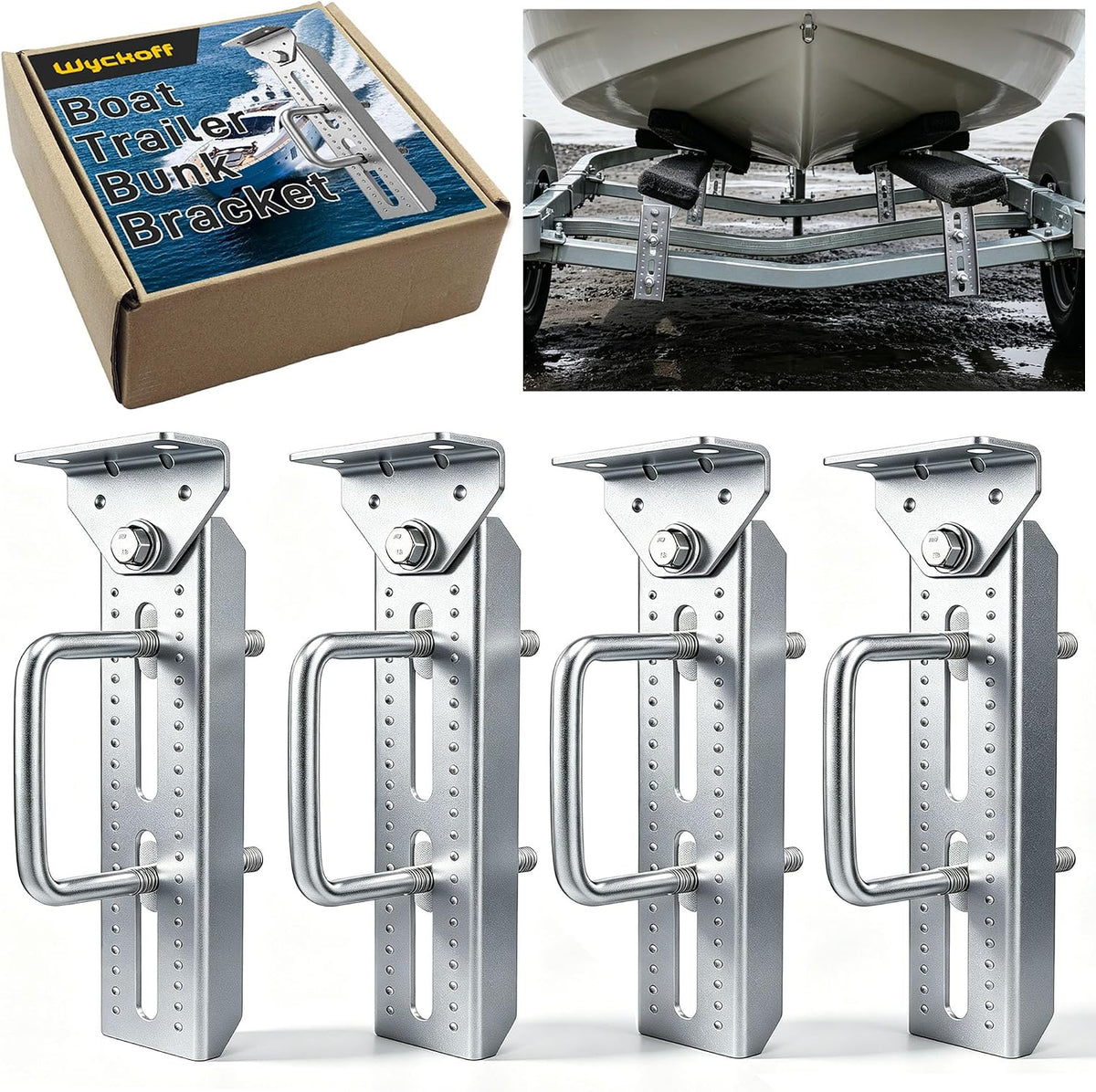 wyckoff 8" boat trailer bunk bracket 4-pack,heavy duty, main product view