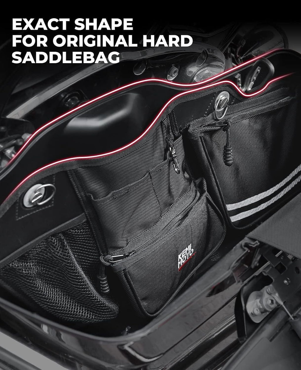 KEMIMOTO Saddle Bag Organizers 2 Pack Compatible with 2014-2023 2024 2025 Street Glide Road King Road Glide Saddlebag Organizers