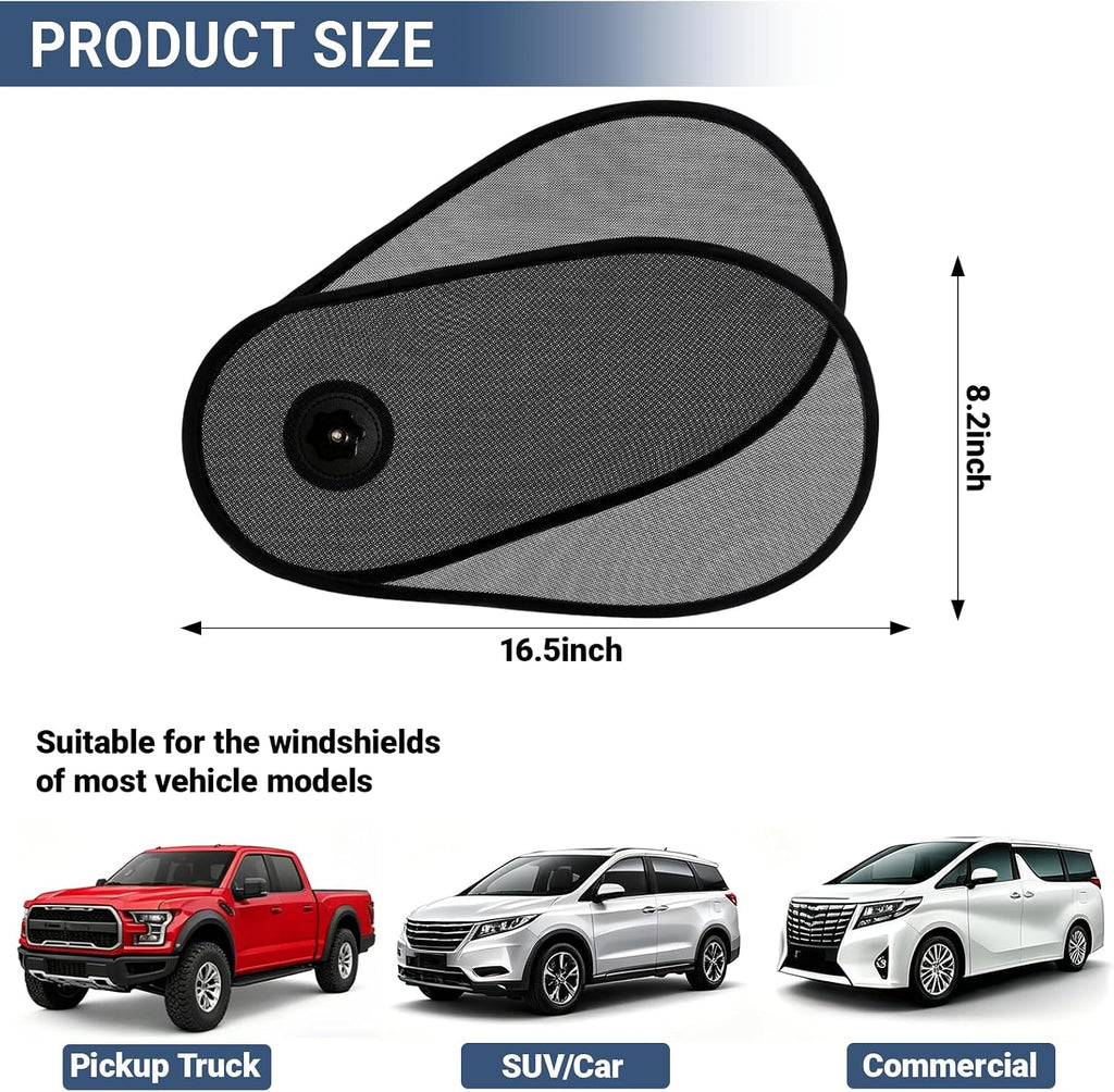 2 Pack Car Shades for Side Windows, Baby Safe Car Windshield Sun Visor, Sun Blocker, Heat & Glare Protection, Adjustable Side Window Sun Shade, Universal for Most Cars (15.7" x 8.2")