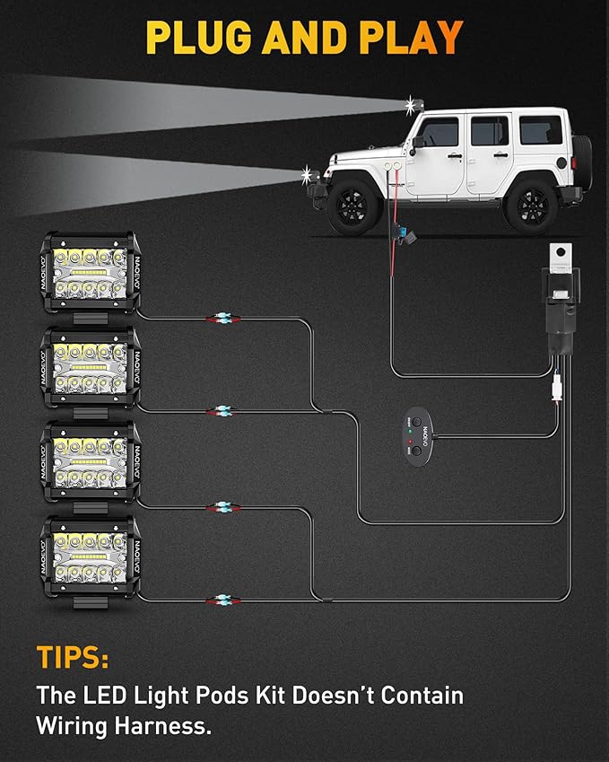 NAOEVO 4 Inch LED Pod Lights, 240W 24, 000LM LED Fog/Driving/Off Road Lights - Image 7