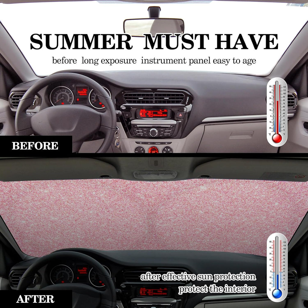 Windshield Sun Shade Foldable Car Front Window Covers for Car Accessories Sun Heat UV Rays Visor Protector Protection for Universal Cars SUV Truck(Pink Sequins)