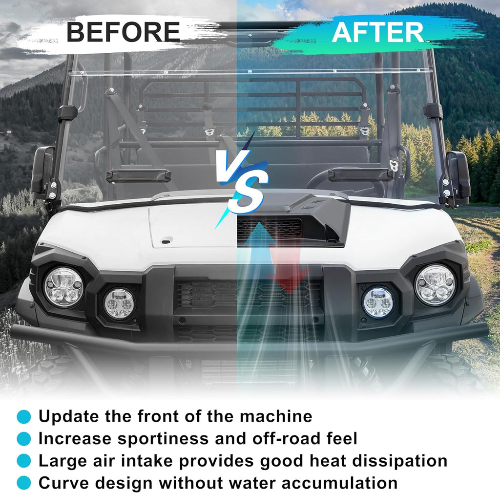 Hood Scoop for Kawasaki Mule Pro 2015+, Front Hood Cover with Mesh Grille Air Intake Kit for Kawasaki Mule Pro FXT DXT DX FX 2015-2025 Accessories