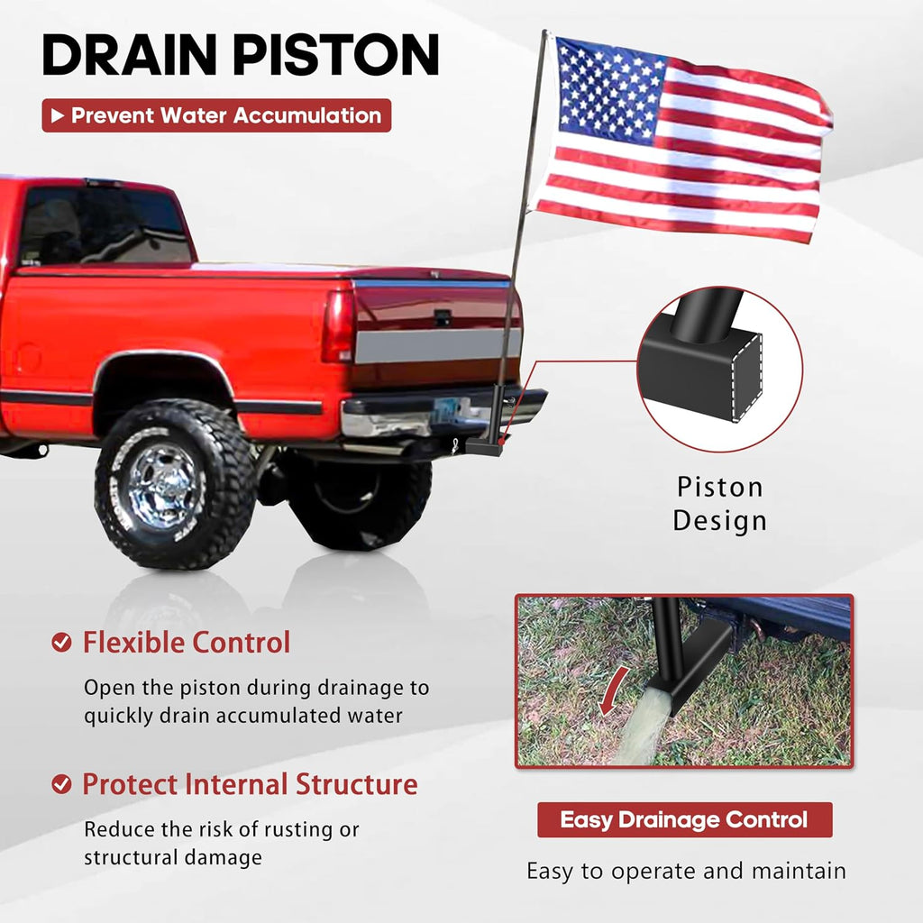 YIYITOOLS Hitch Flag Pole Holder, Heavy-Duty Truck Flag Pole Mount Kit for 2-Inch Receivers, Adjustable Car Flag Pole for Jeep, SUV, RV, Pickup, Trailer – Rust-Resistant, Stable & Easy to Install