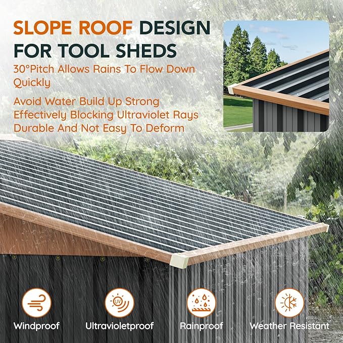 8x6FT Metal Shed & Outdoor Storage Shed, Steel Tool Multi-Used Shed - Image 6