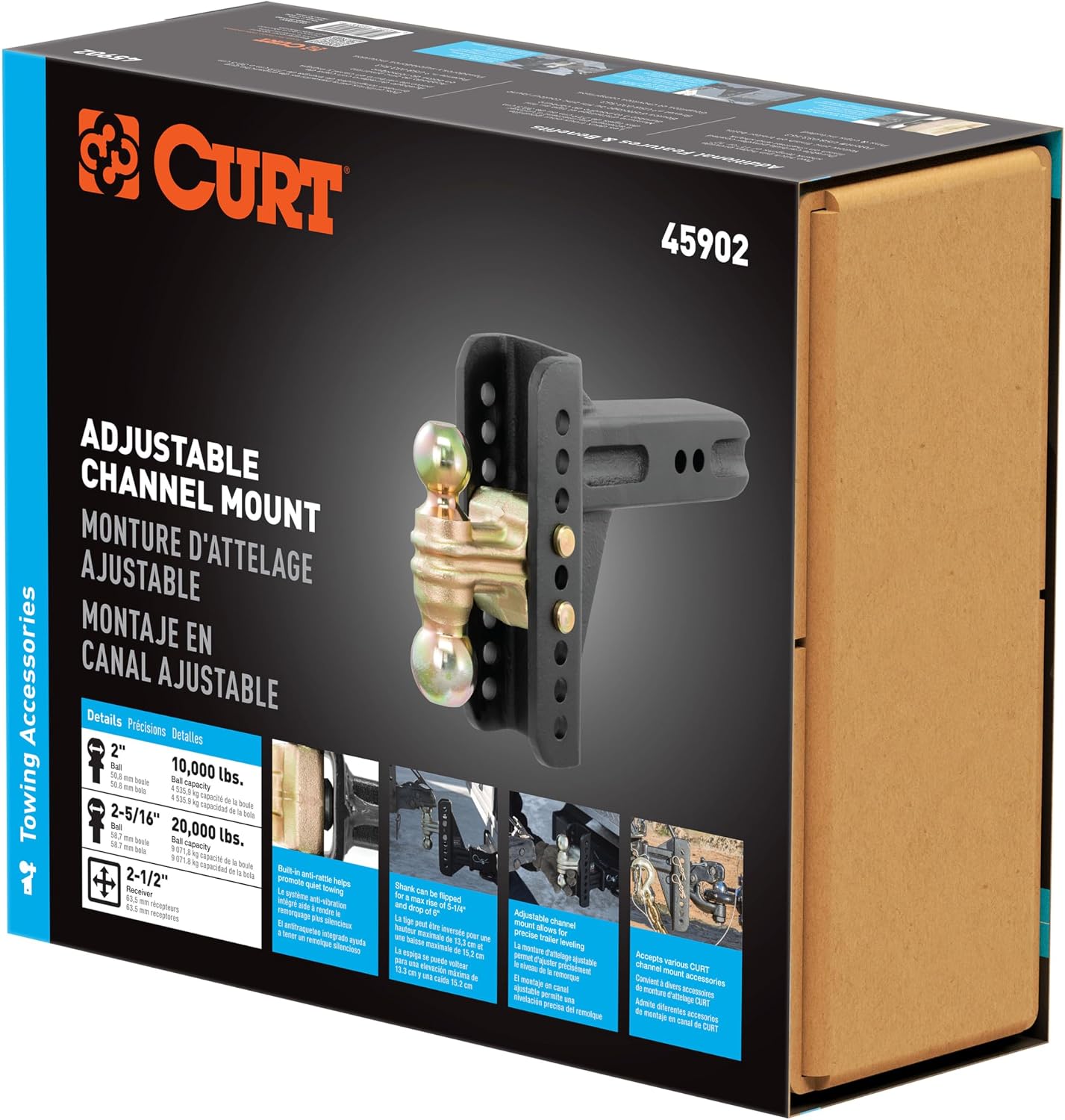 Curt 45902 Adjustable Channel-Mount Ball Mount
