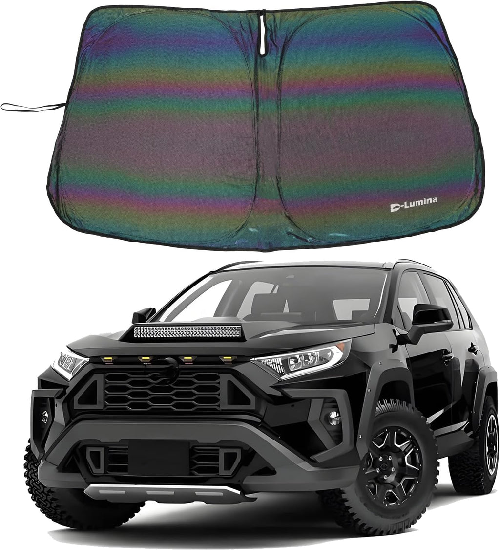 D-Lumina RAV-4 Windshield Sun Shades - Compatible with Toyota RAV4 2019 2020 2021 2022 2023 2024 2025 - Foldable Front Window Sun Protection, Heat Shield, Sunshade, Colourful