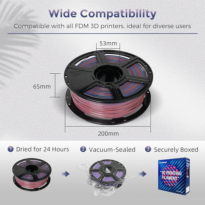 FLASHFORGE PLA Filament 1.75mm +/- 0.02mm Blue to Pink Gradient, Smooth - Image 6