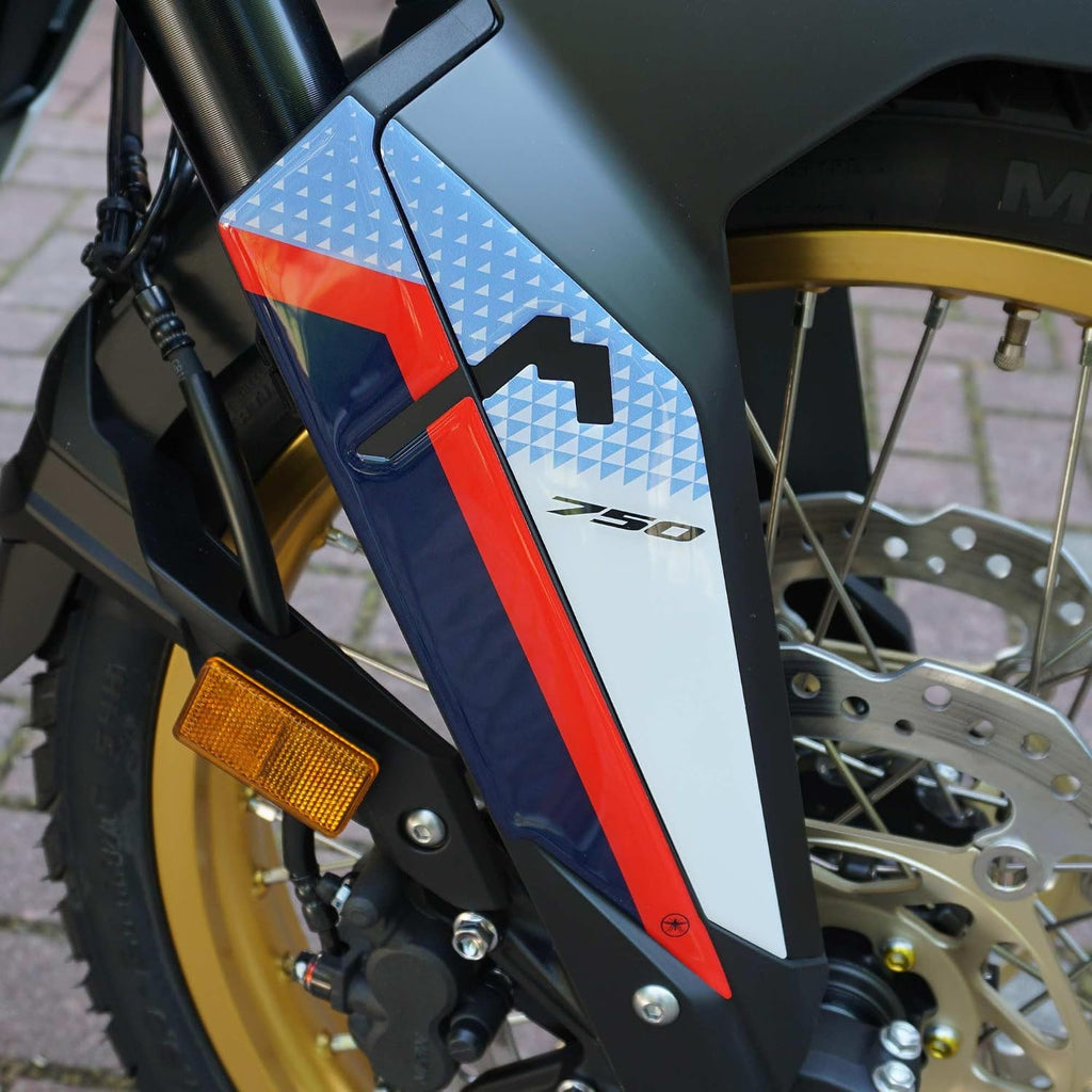 labelbike - 3D Stickers Motorcycle Fender Mudguards Protection and Decoration in Resin Compatible with Honda Transalp 2023 Color Blue Red White