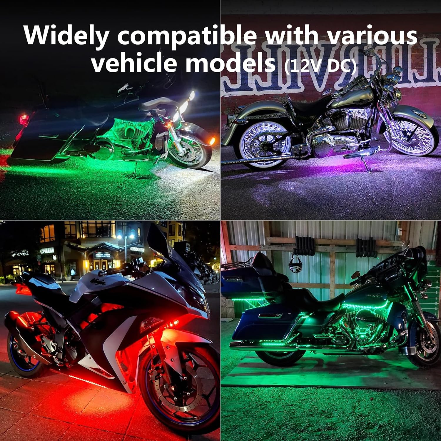 18Pcs RGB+IC Chasing Motorcycle LED Lights with APP/RF Remote, Dreamcolor Motorcycle LED Underglow Kit with Brake Turn Signal, 12V Waterproof Neon Strip Lights Kit for Harley Kawasaki ATV Golf Cart