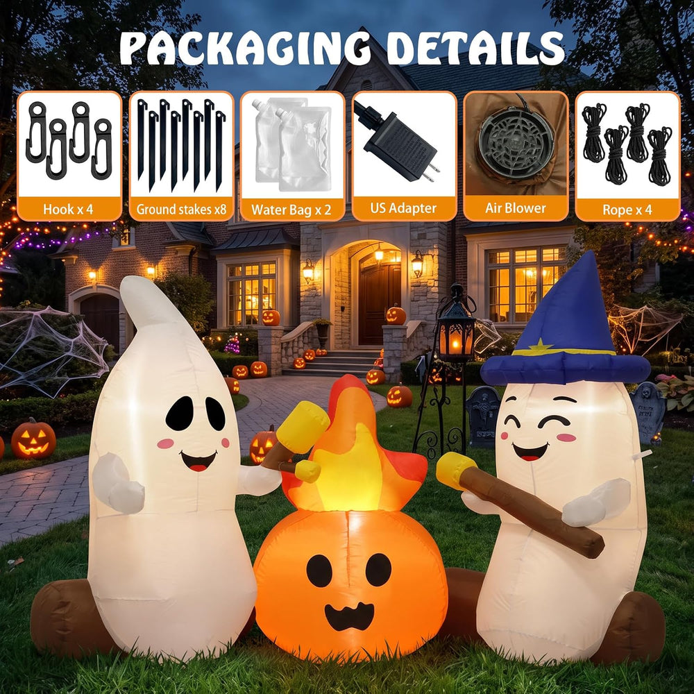 6FT Halloween Inflatables Ghosts Outdoor Cute Blow ups Yard Decorations for G...