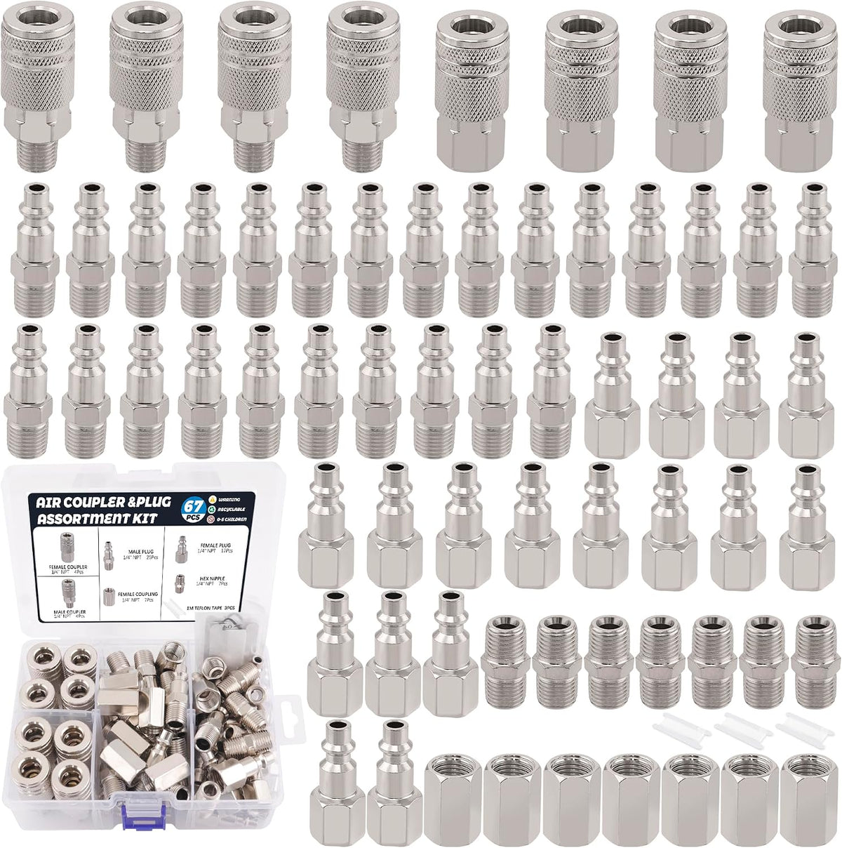 air hose coupler and plug kit,1/4 inch npt, main product view
