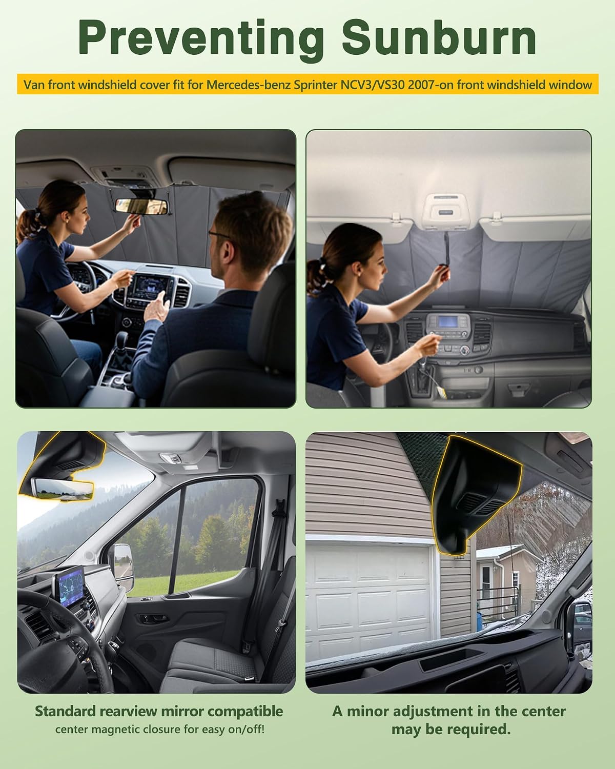 Insulated Blackout Windshield Covers Fit for Mercedes-Benz Sprinter Van Window Covers NCV3/VS30 2007-2024 Van Window Shade, Gray