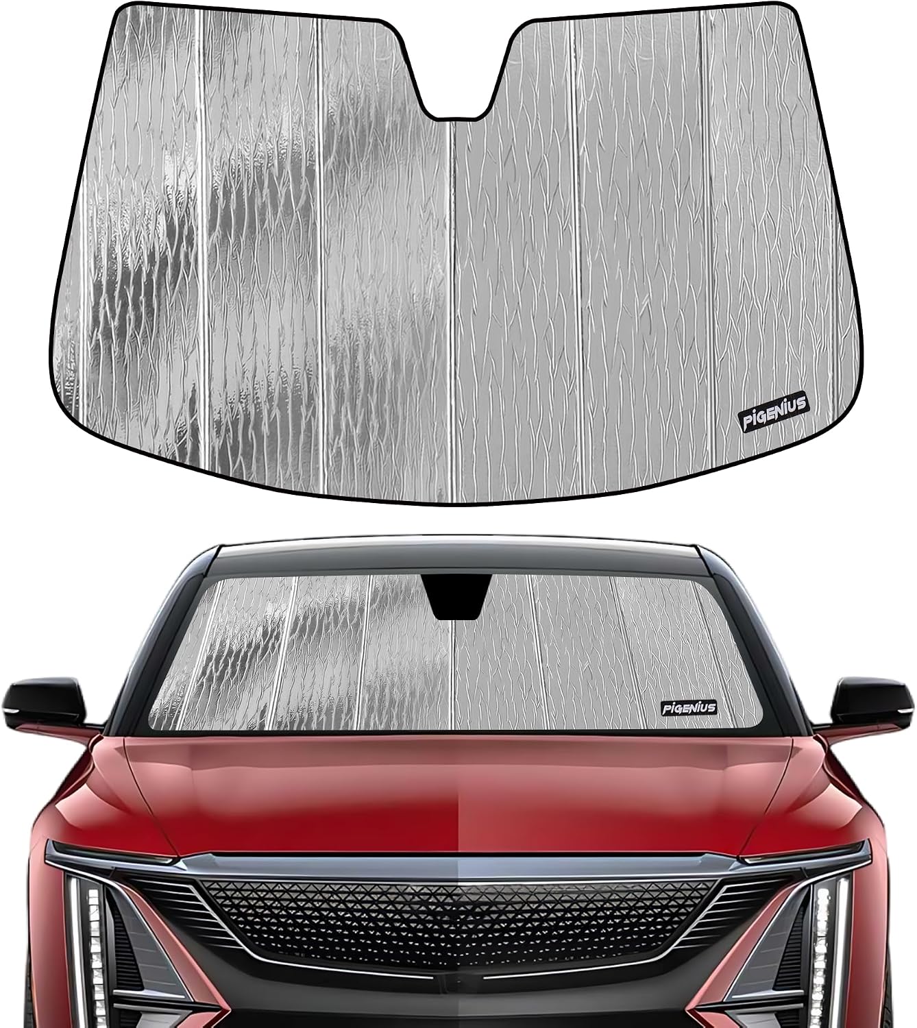 Pigenius Windshield Sunshade for Cadillac Lyriq 2023-2026 (EV / 33" Screen), Reversible Silver/Black