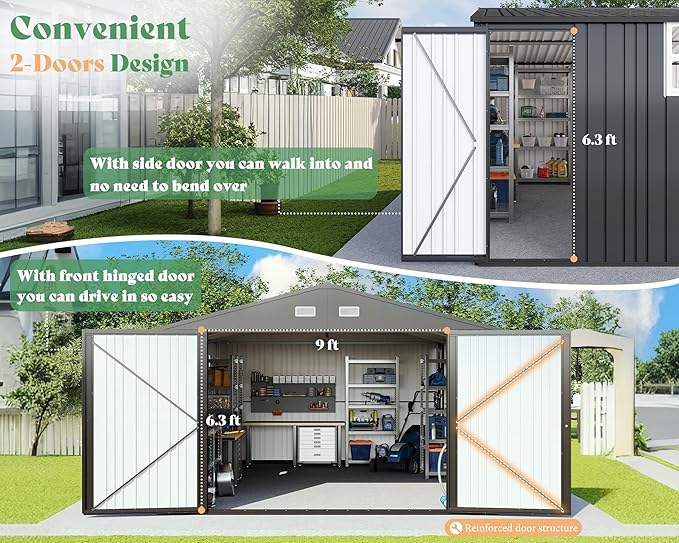 AMERLIFE 13.2x21x8 FT Outdoor Metal Garage Shed, Extra Large Storage Shed - Image 4
