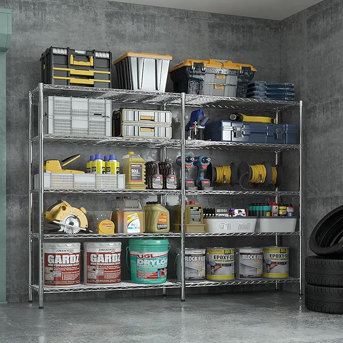 VINGLI 70" W Storage Shelves 1600LBS Heavy Duty Metal Shelving, Upgraded 5 Tier - Image 4