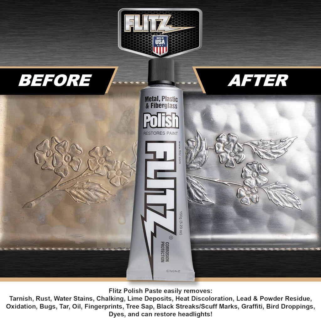 Flitz 5.29oz Metal Polish Paste + 16" x 16" Microfiber Cloth
