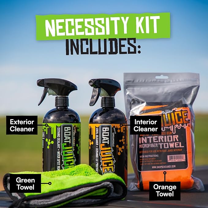Boat Juice Necessity Boat Cleaner Kit | Exterior Water Spot Remover, Interior