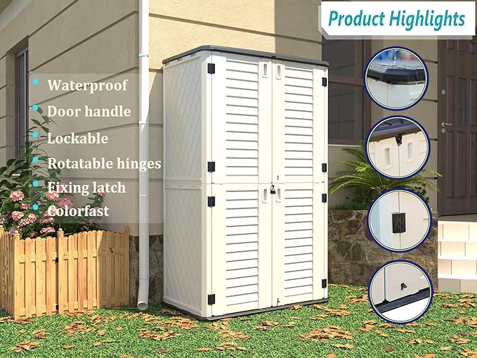 HOMSPARK Storage Shed Weather Resistance, Horizontal Storage Shed - Image 5