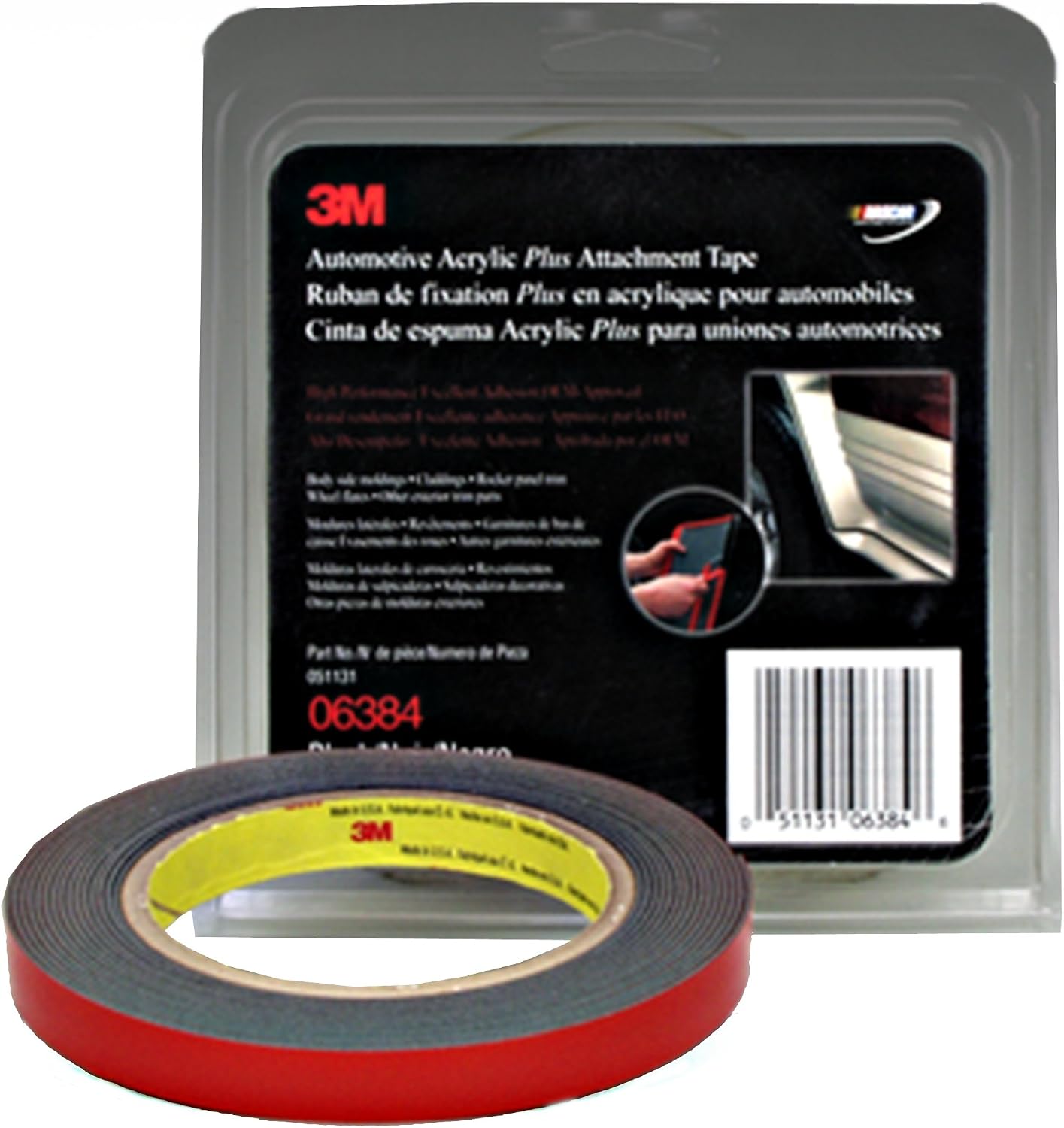 3M 06384 Automotive Acrylic Plus Attachment Tape , Black
