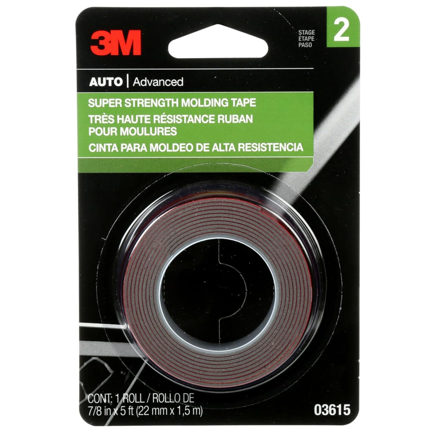 3M Super Strength Molding Tape, 03615, 7/8 in x 5 ft