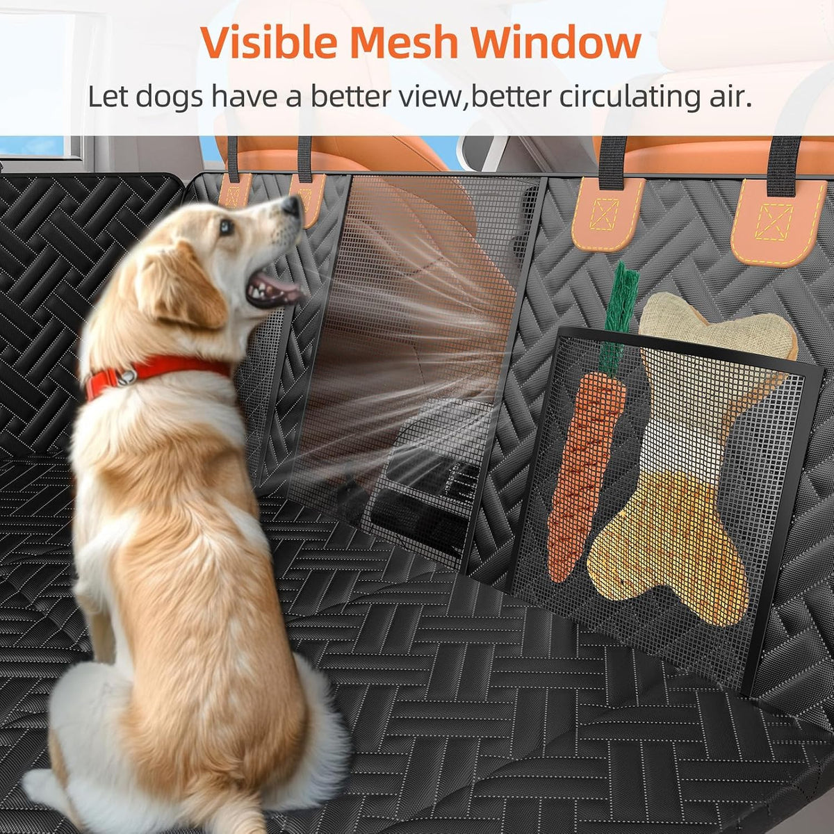 back seat extender for dogs,hard bottom car seat, side view