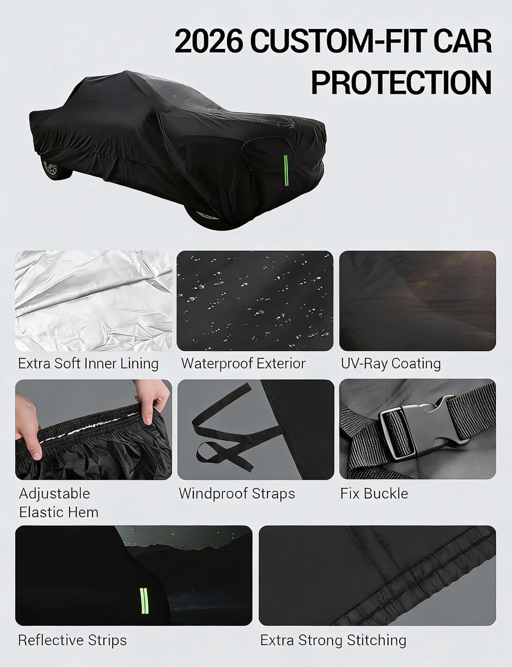proadsy custom fit car cover for 2022-2026 rivian, front angle view