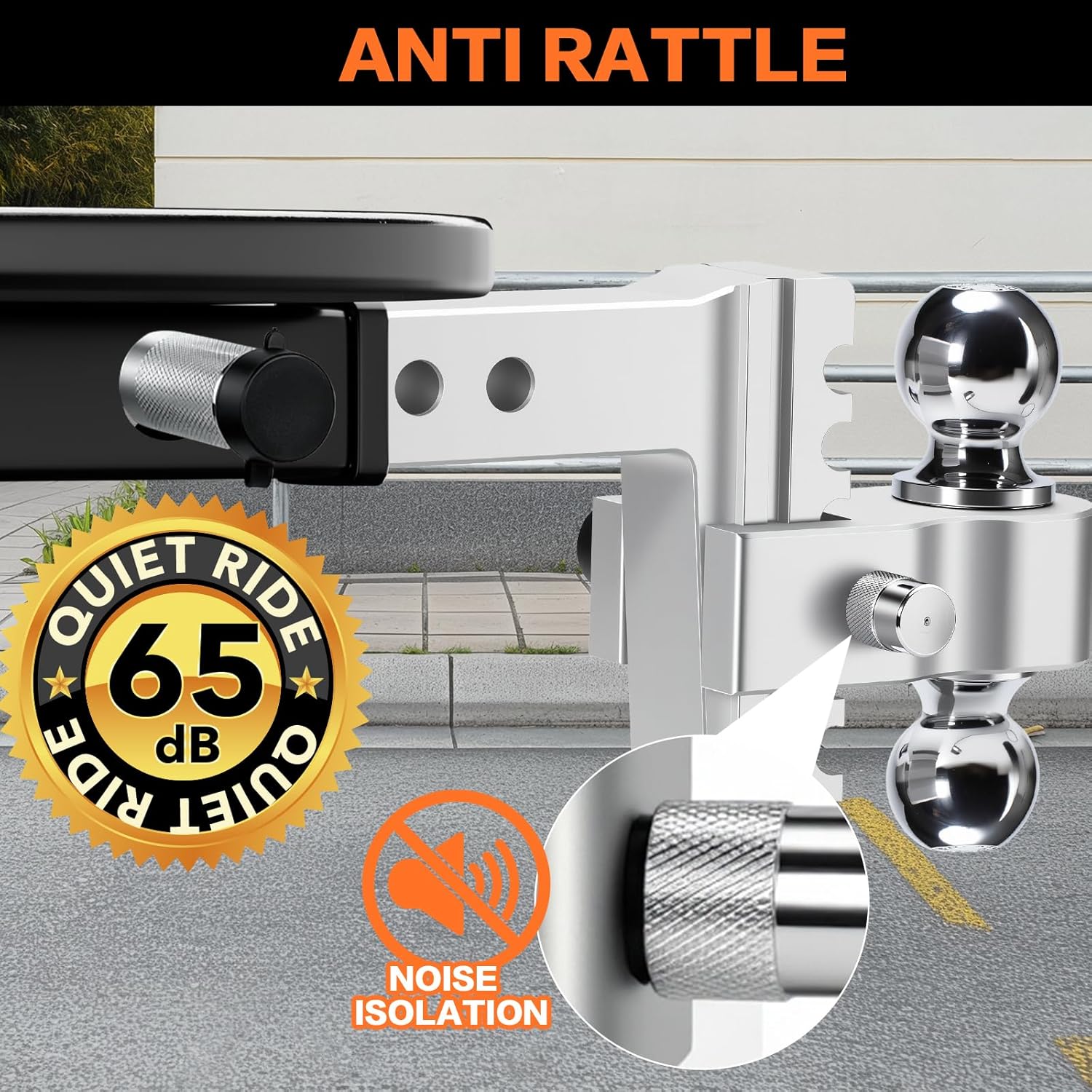 Aircraft Aluminum Adjustable Trailer Hitch for 2 Inch Receiver, Tow Dual Ball 2'' & 2-5/16'' Towing Weight 12,500 LBS, 6'' Drop/Rise, Lightweight/Anti Rust Anti Rattle, Bulletproof Lock Pin