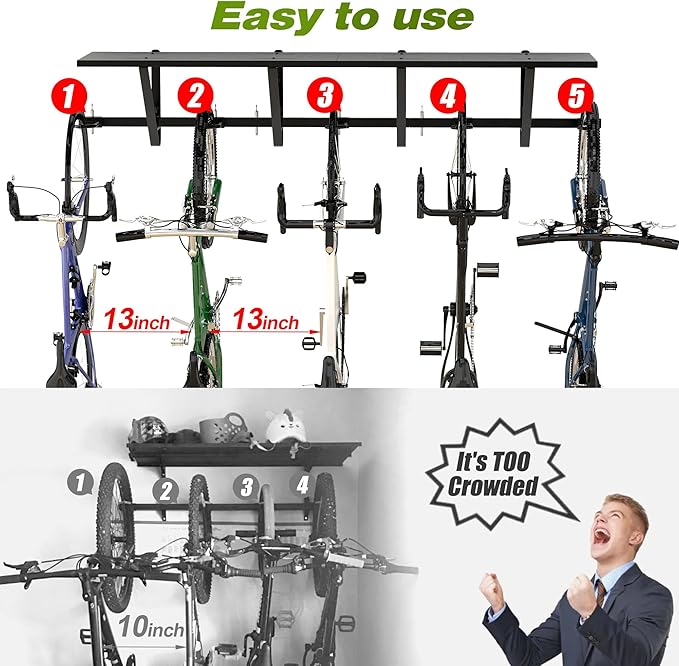 Bike Storage Rack with Shelf, Bike Wall Mount Garage Stand, Bike Hanger Storage - Image 3