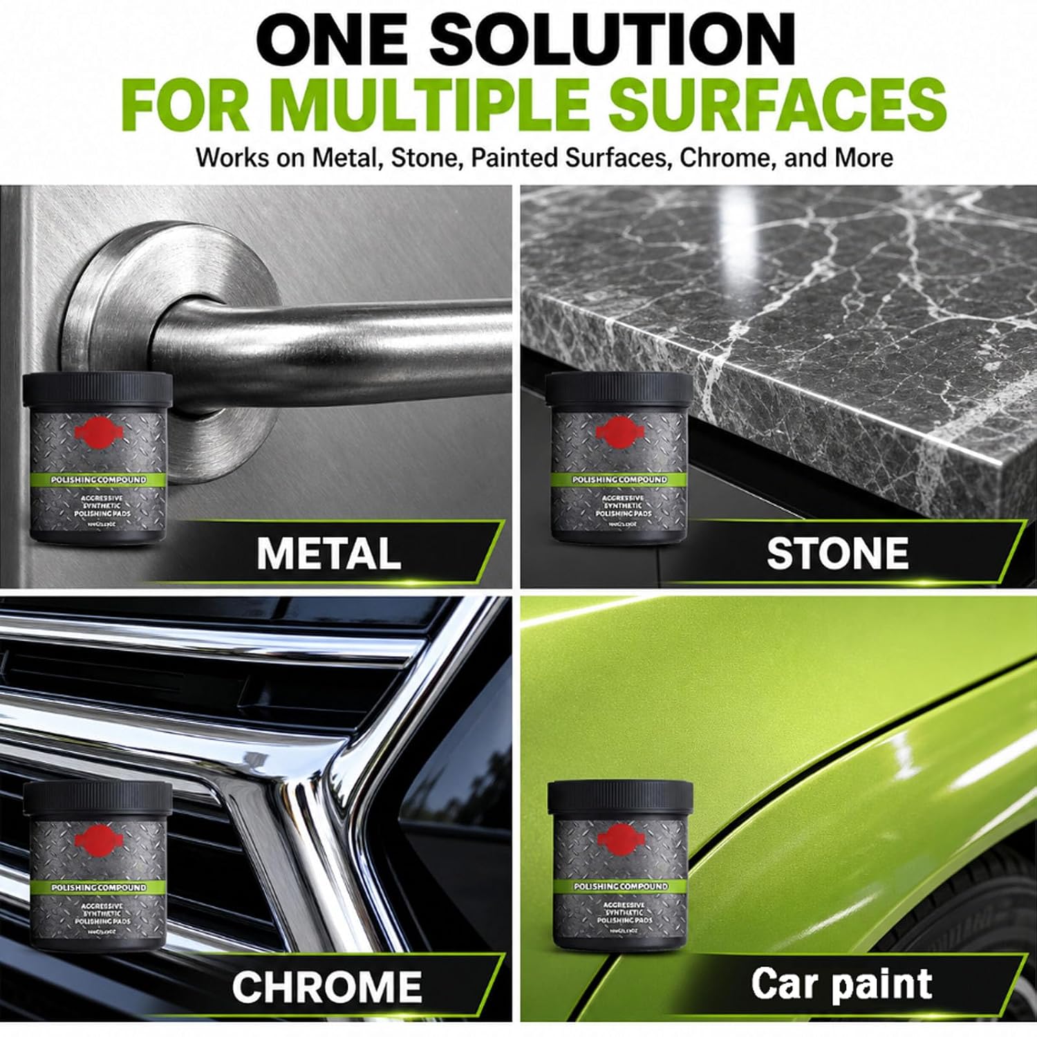 Polishing Compound with Synthetic Polishing Pad, Multi-Surface Scratch & Swirl Remover, Surface Restoration Polish for Metal Stone Hard Surfaces