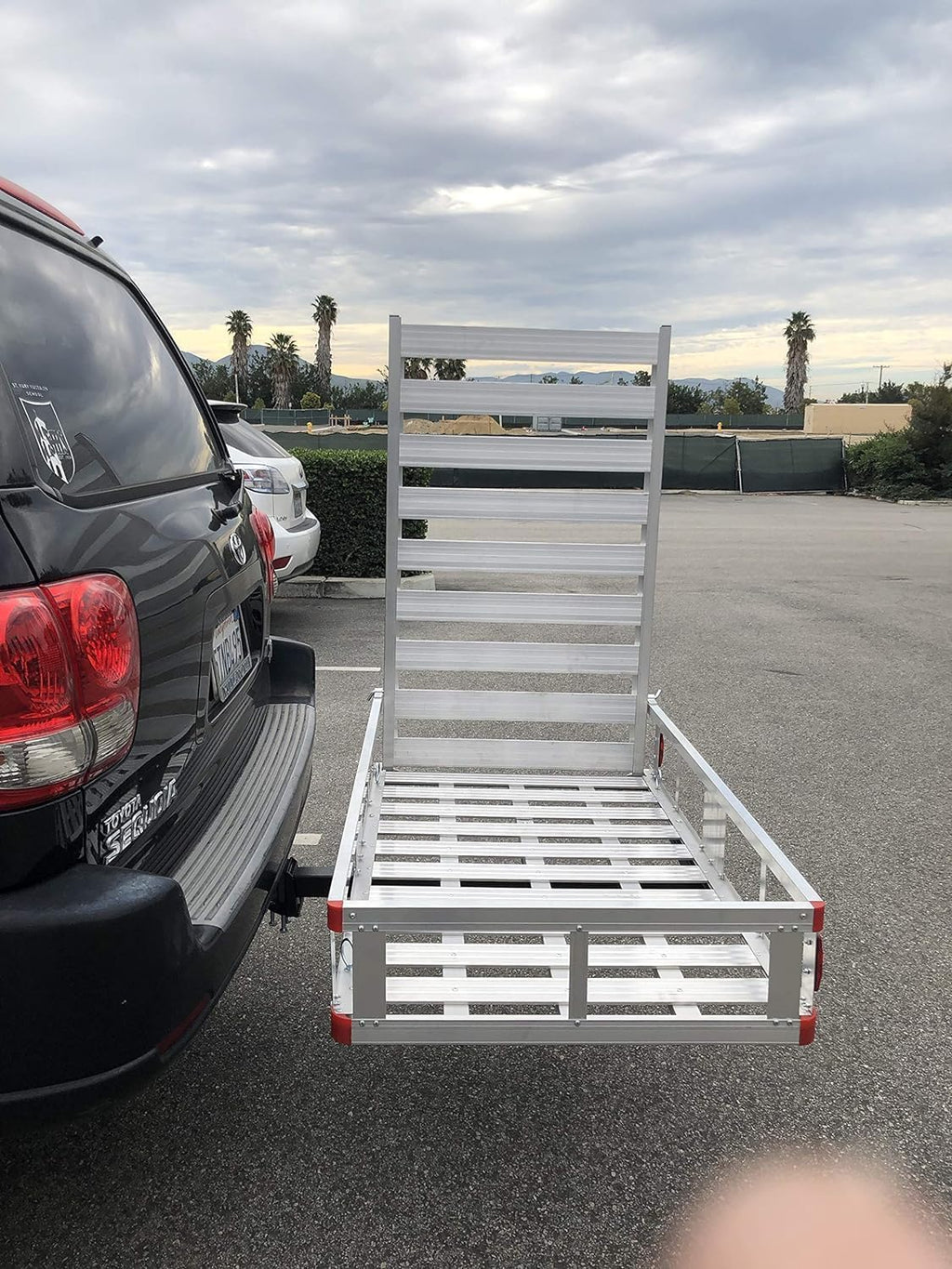 MaxxHaul 50945 Aluminum Hitch Mount Wheelchair/Mobility Carrier – 50" x 29.5" Cargo Basket with 47" Ramp – 500 lb Capacity – Fits RVs, Trucks, SUVs, Vans, Cars – Includes Hitch Tightener