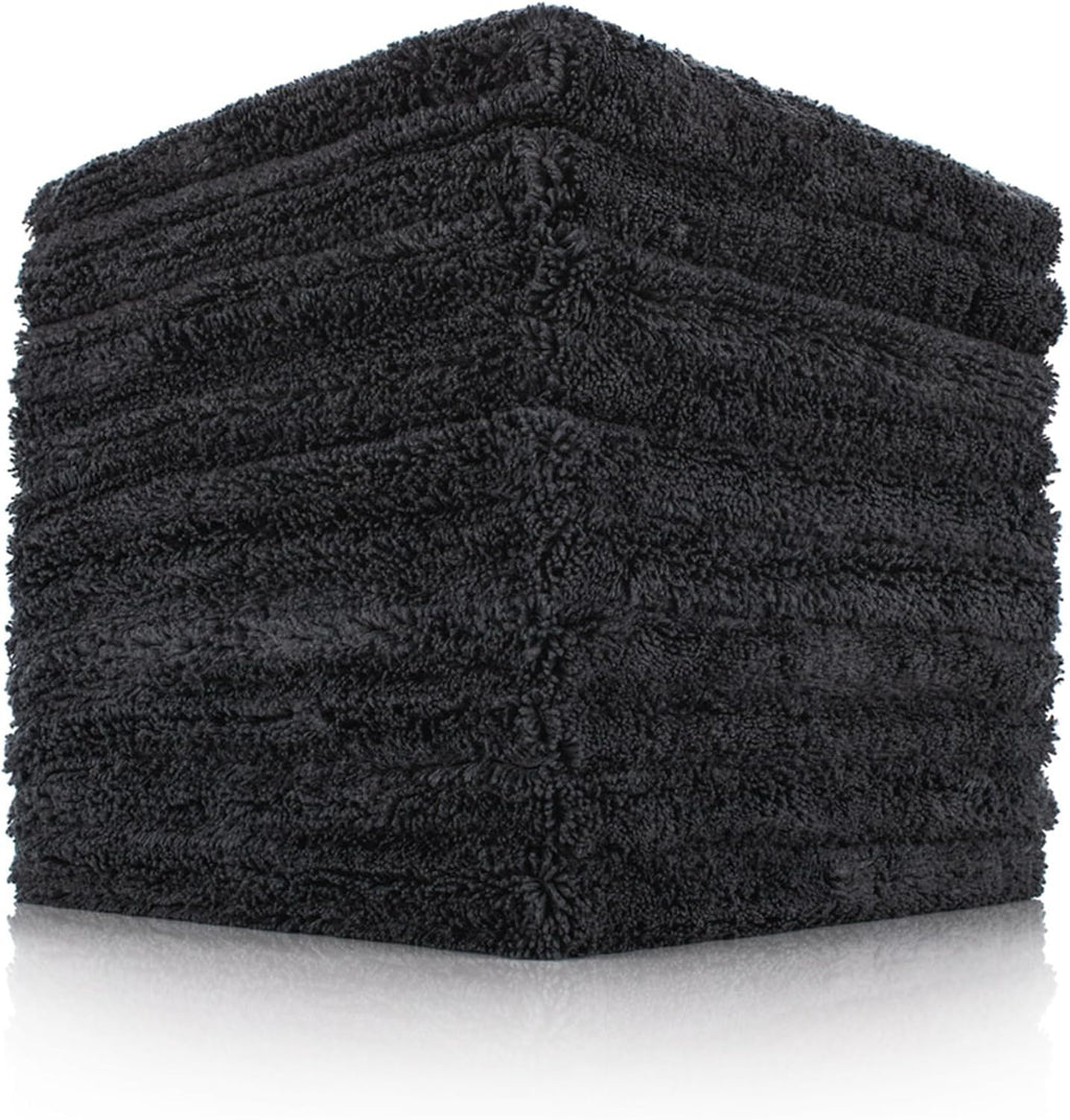 The Rag Company - Creature Edgeless Auto Detailing Towels (10-Pack) Professional 70/30 Blend, Dual-Pile Plush Microfiber, Buffing & Polishing, 420gsm, 16in x 16in, Black