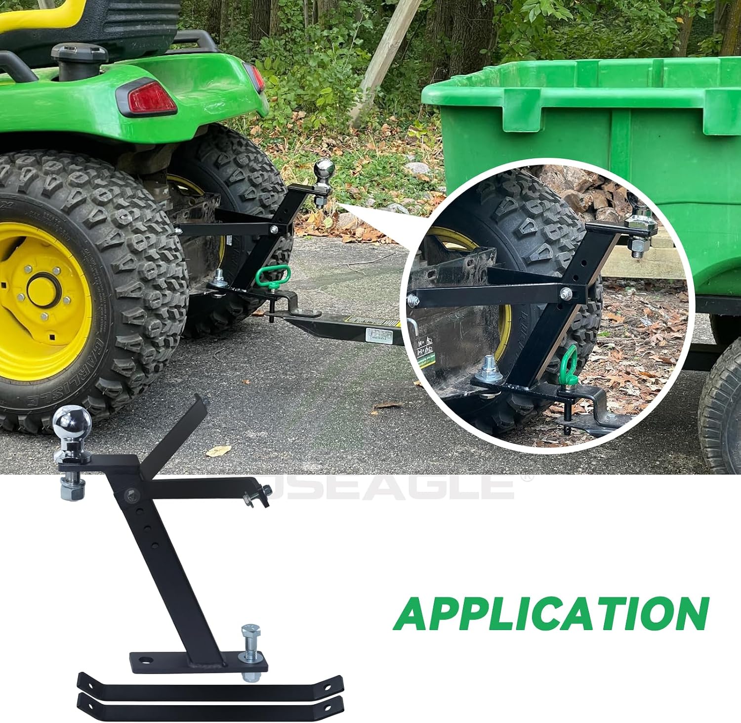 [Upgraded] Lawn Mower Trailer Towing Hitch, 2 Inch Diameter | Include Chrome Trailer Hitch Ball, 3,500 lbs, 3/4 x 2-Inch Shank for John Deere Cub Cadet Husqvarna Mowers