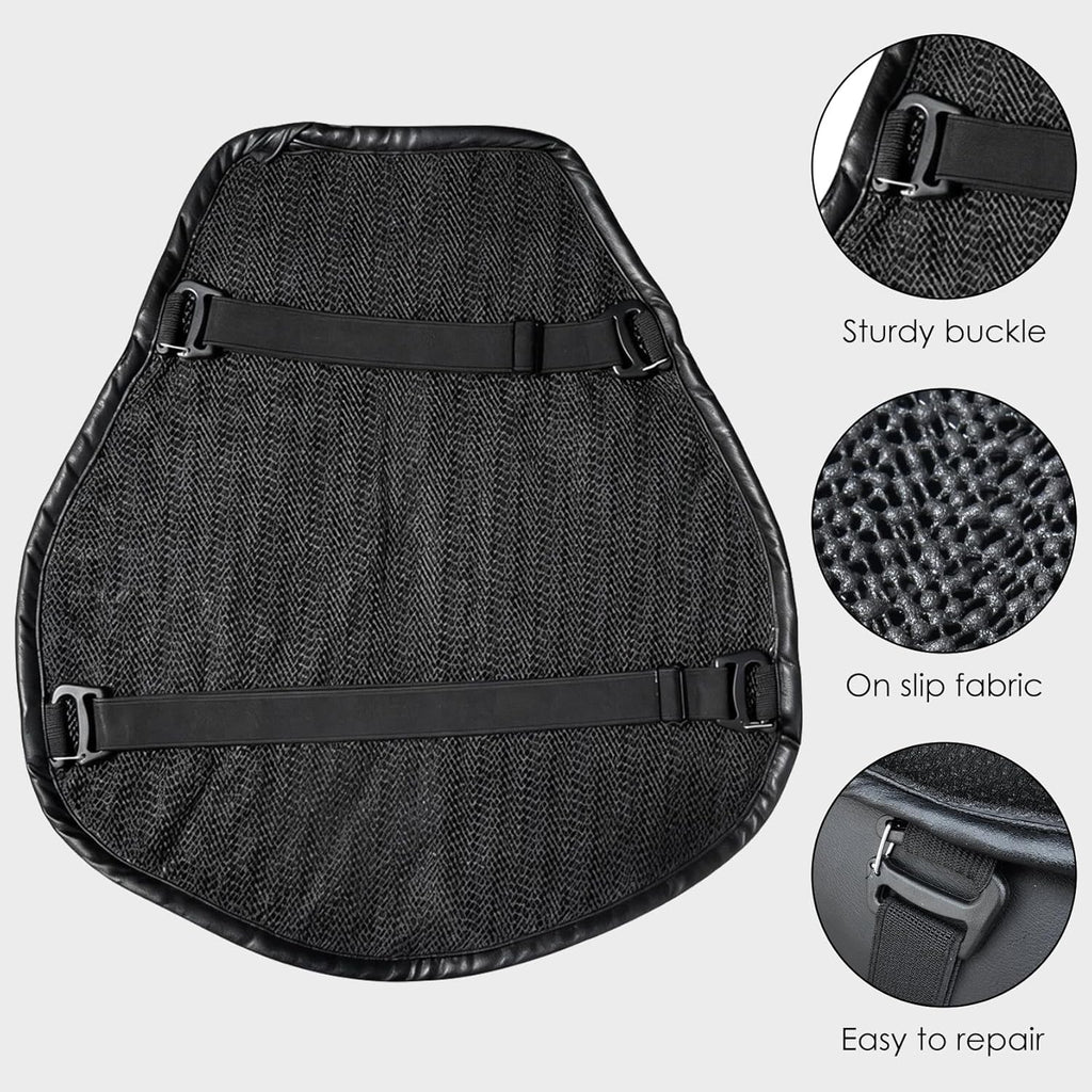 Motorcycle Gel Seat Cushion - Foldable Soft Pressure Relief Pad with Petal Ergonomic Design & 3D Honeycomb Breathable Structure, Cool & Comfortable for Long Rides (Black)