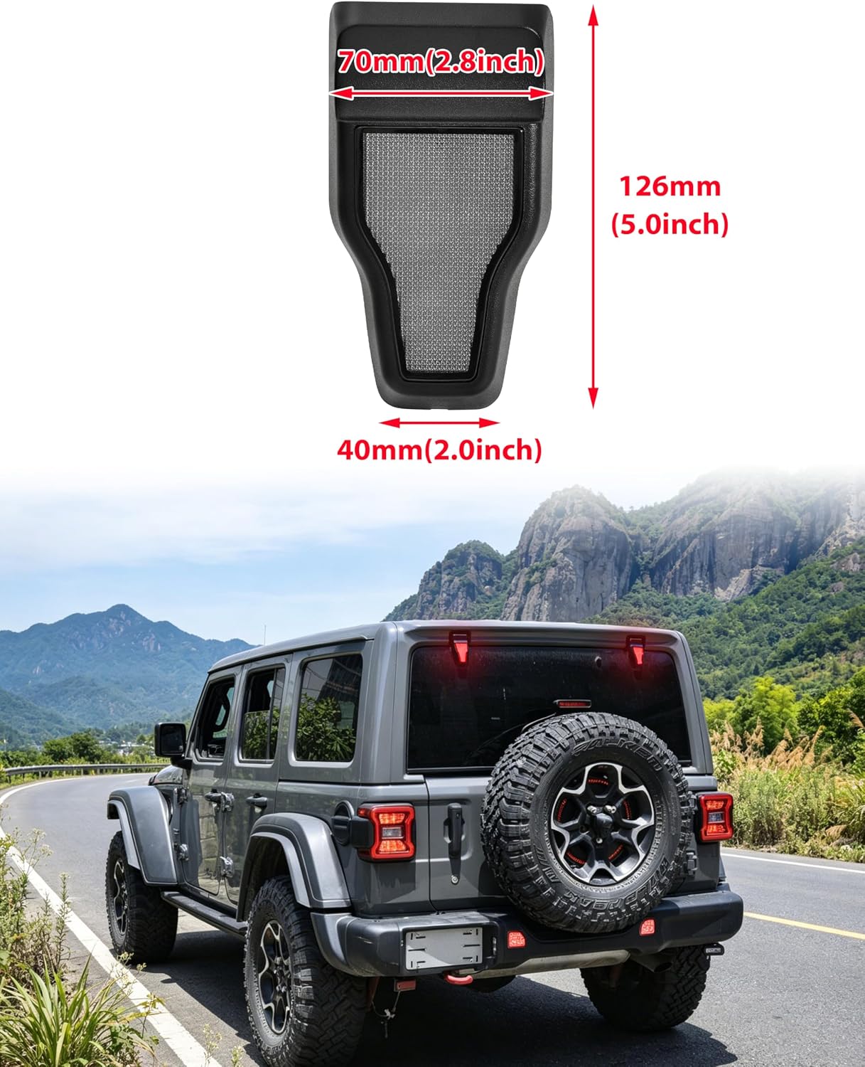 LED Rear Window Light for 2018-2021 Wrangler JL, Red Running Brake Turn Signal White Reverse Lamp Rear Tailgate Glass Hinge Mounted Light for Jeep Wrangler JL 2018-2021 Accessories