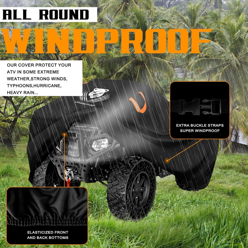 ATV Covers Waterproof Outdoor Heavy Duty,Rip-stop Polyester,Secure Buckles | Durable UV-Resistant 4 Wheeler Cover,All Weather Protection Quad Cover,Storage Bag,Reflective Handles-83x47x45 Inch
