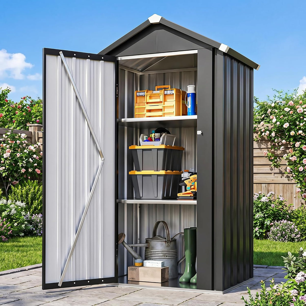 aoxun vertical outdoor storage cabinet 2.5’x2’ with floor, main product view