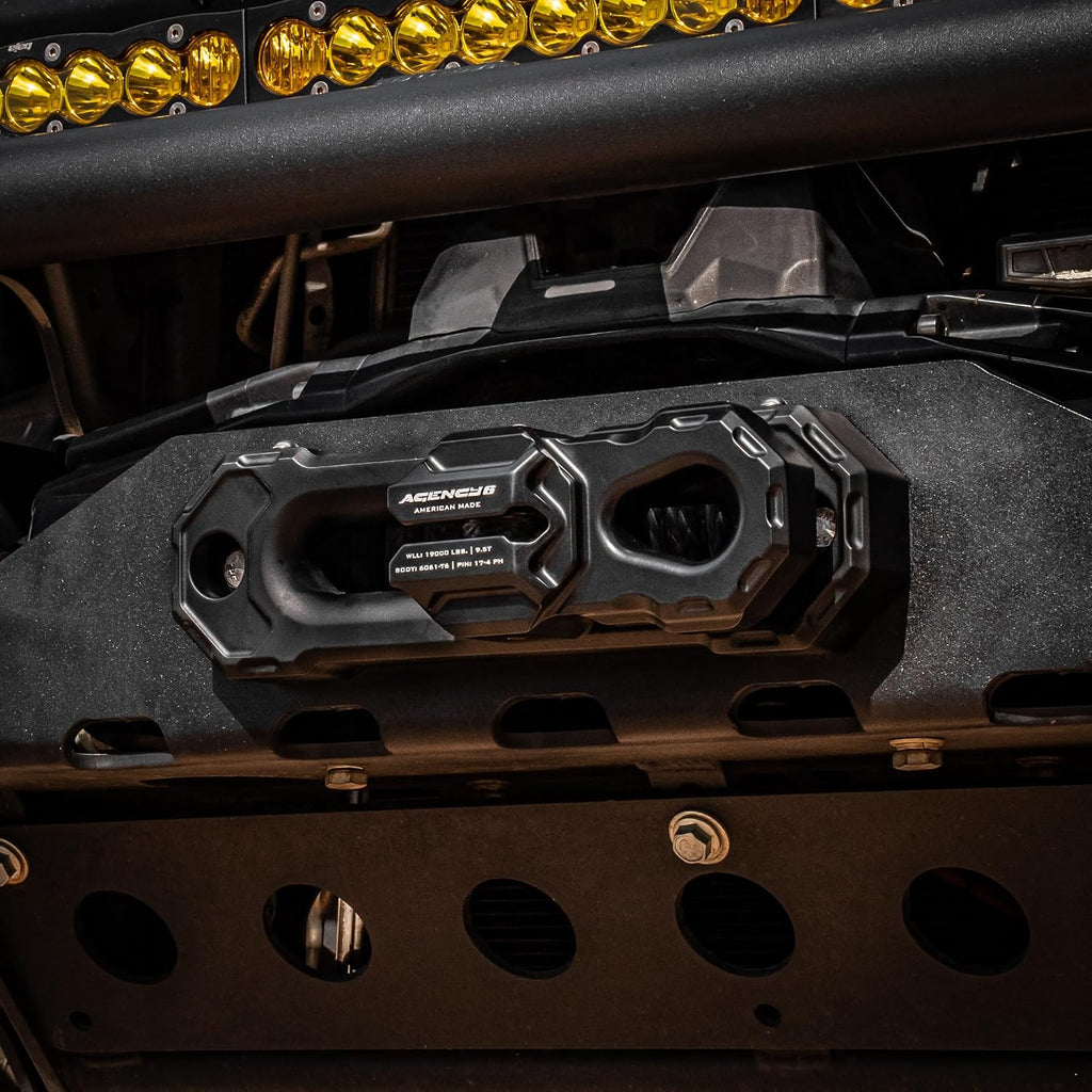 Agency 6 Billet Winch Shackle - Lightweight Aluminum Winch Attachment for Synthetic Line - 19,000 Pound Load Limit - Made in The USA with US Certified Materials - Black