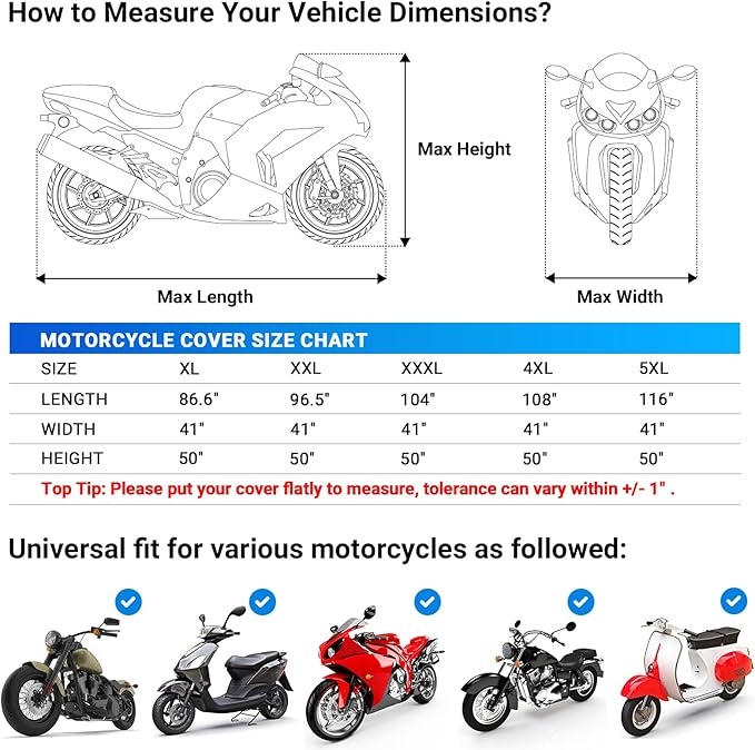 Favoto Motorcycle Cover Waterproof All Season Weather Sun Outdoor Protection - Image 6