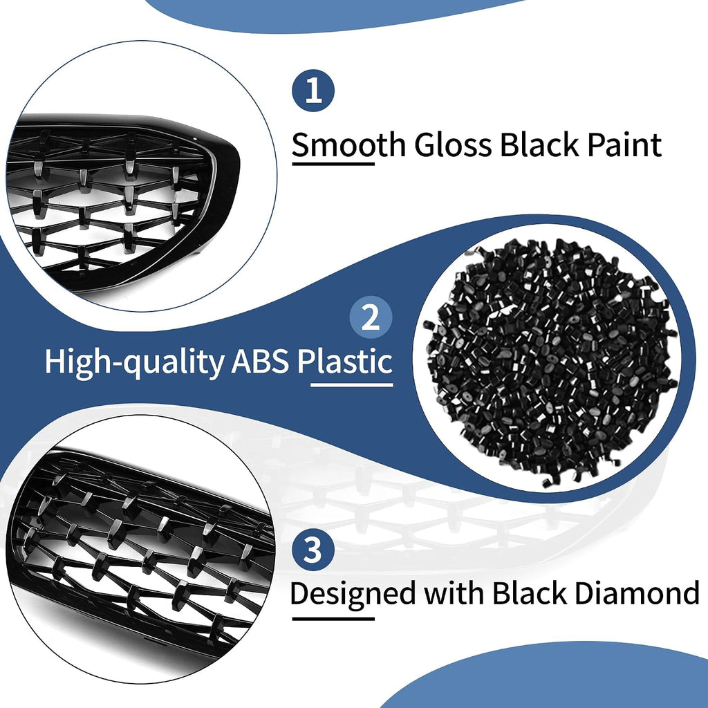 G20 Black Kidney Grill for BMW 2019-2022 3 Series G20 330i 340i | 3 Series G20 316i 318i 320i 328i 330i 335i 340i, Black Grille Black Diamond