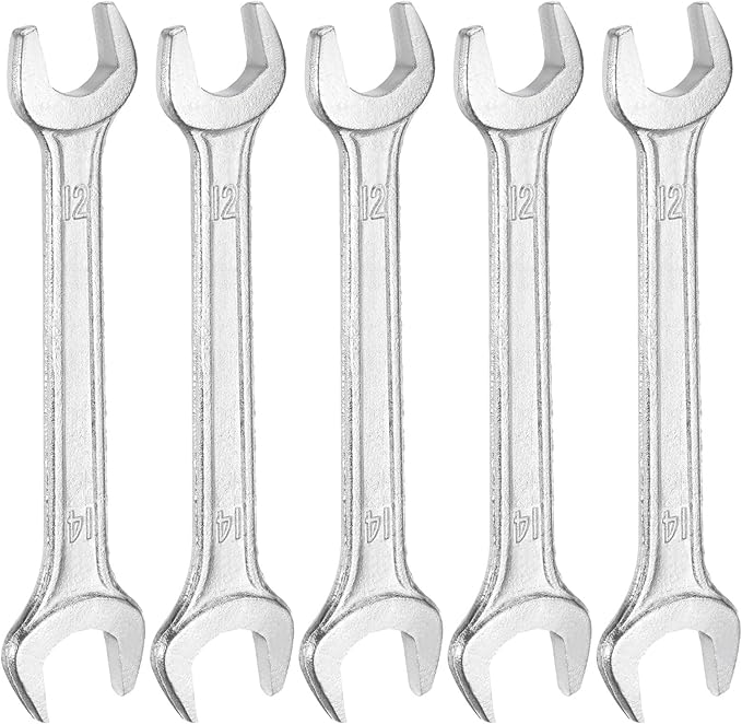 HARFINGTON 5pcs Double Open End Wrench 12mm x 14mm Metric 15 Degree Offset by HARFINGTON