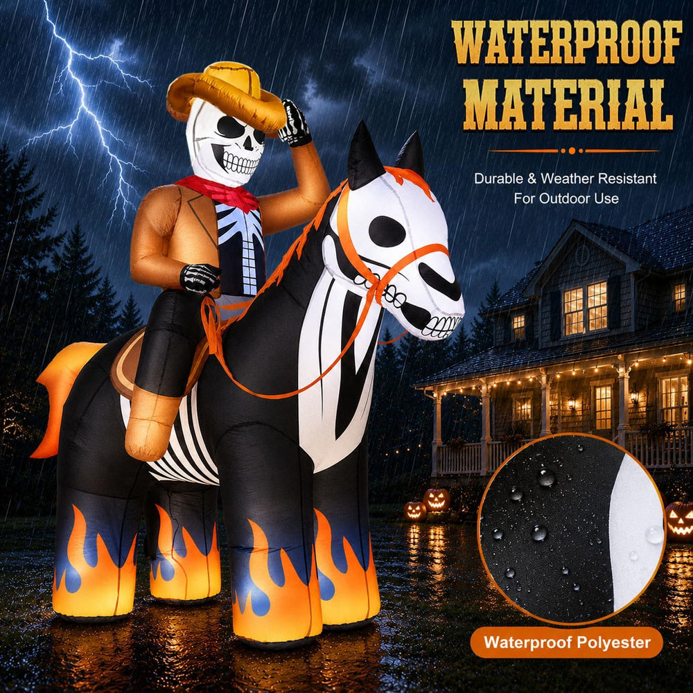 zukakii 7FT Halloween Inflatables Decorations Outdoor Skeleton Cowboy Riding ...