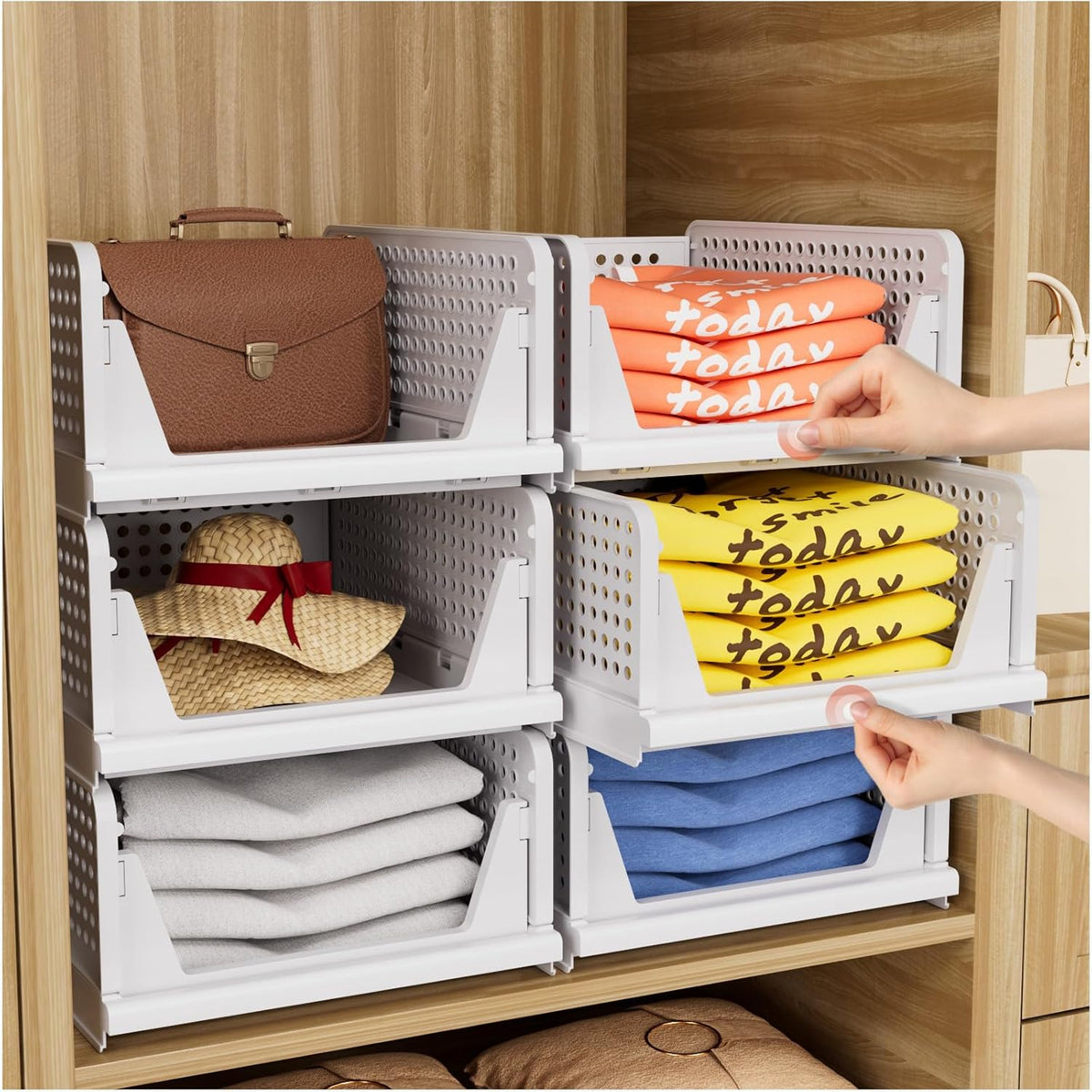 ctsnslh 5 pack closet organizers stackable storage box, main product view