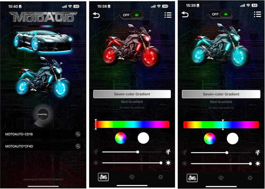 16Pcs RGB Motorcycle LED Underglow Kit Strips Waterproof Multi Color Music Accent Light APP Brake Signal Remote Control Accessories for ATV Can-Am Harley Davidson Honda Kawasaki Suzuki