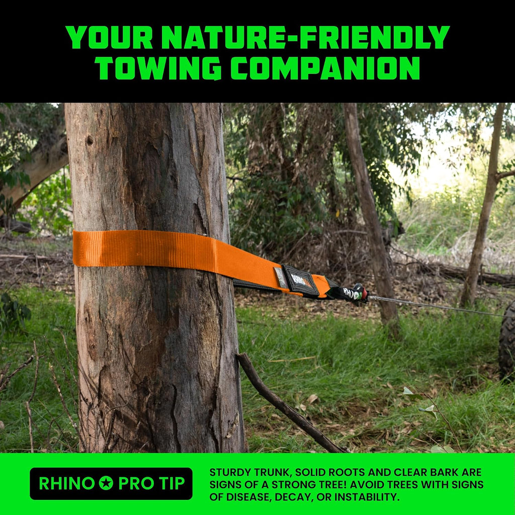 Rhino USA Tree Saver Tow Strap (4"x10') - 40,320lb Break Strength - Emergency Recovery Strap Winch Extension for Truck, UTV, ATV & More - Heavy Duty Straps Compatible with Jeep, Ford, Toyota (Orange)