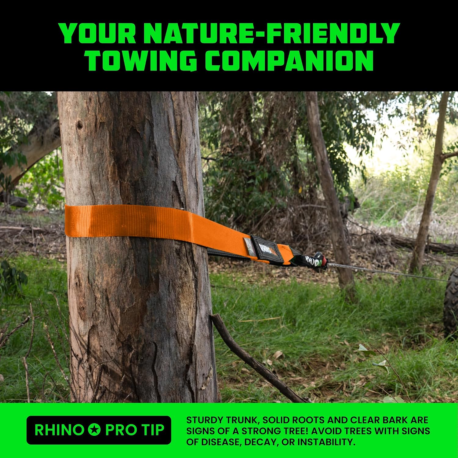 Rhino USA Tree Saver Tow Strap (4"x10') - 40,320lb Break Strength - Emergency Recovery Strap Winch Extension for Truck, UTV, ATV & More - Heavy Duty Straps Compatible with Jeep, Ford, Toyota (Orange)