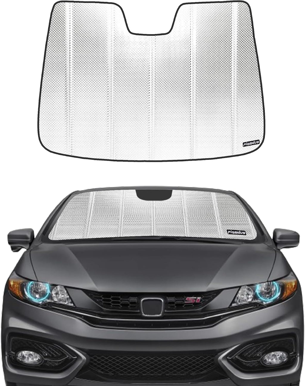 Pigenius Windshield Sun Shade for Honda Civic Sedan 2006-2011. Reflective Aluminum Film Front Window Sunshade - BLAZBLOCK