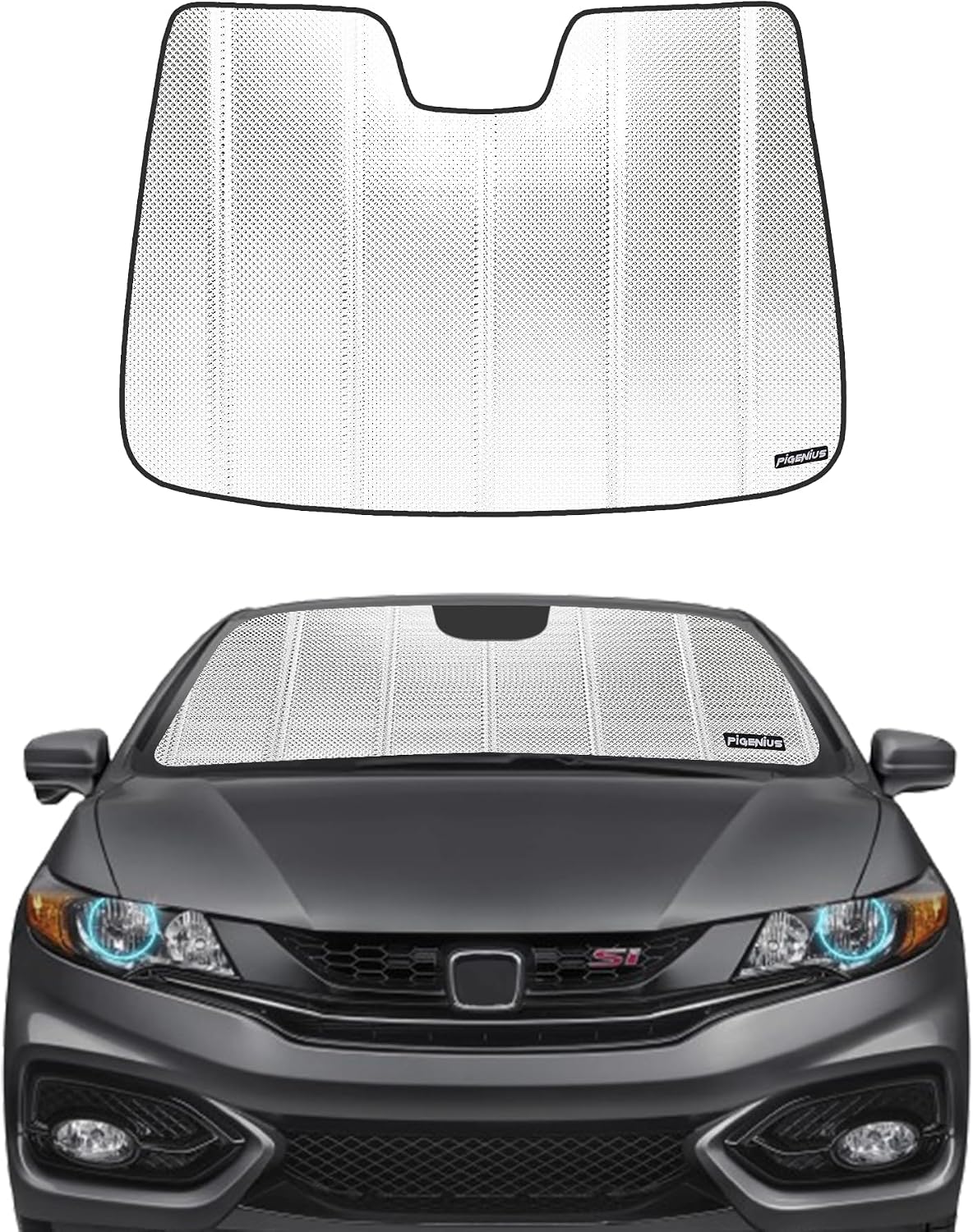 Pigenius Windshield Sun Shade for Honda Civic Sedan 2006-2011. Reflective Aluminum Film Front Window Sunshade - BLAZBLOCK