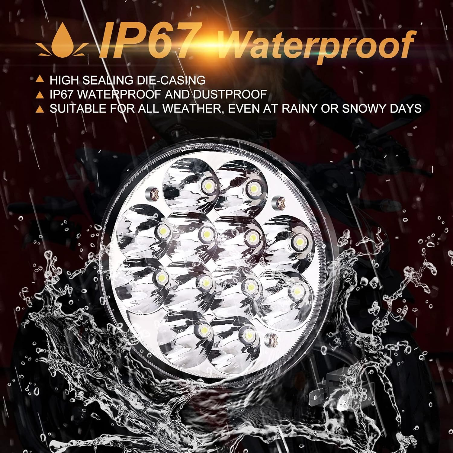 H5006 Spotlight, 5.75" Hi/Low Beam 36W Round LED Pods for Offroad Led Work Light Replacement, 1PCS