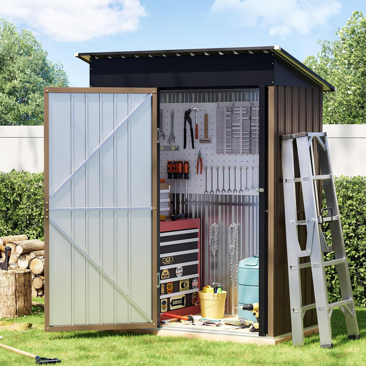 Breezz 5x3FT Vertical Outdoor Steel Storage Shed